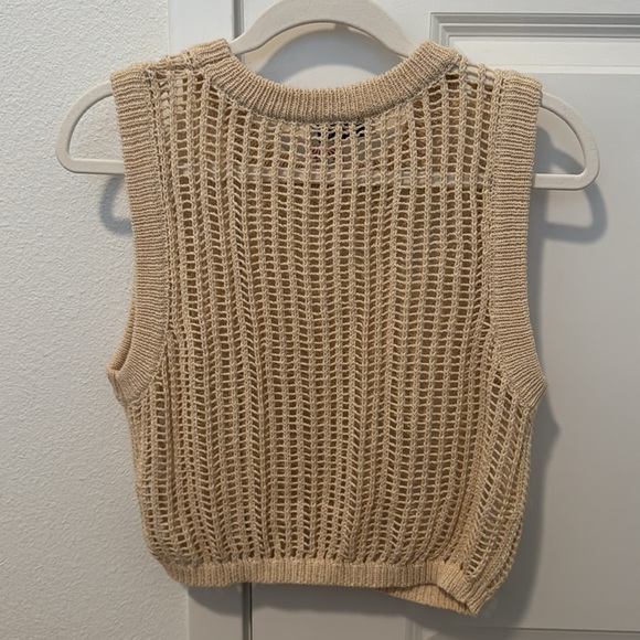 Tan Knit Crochet Sweater Tank Small BNWT - Picture 5 of 6